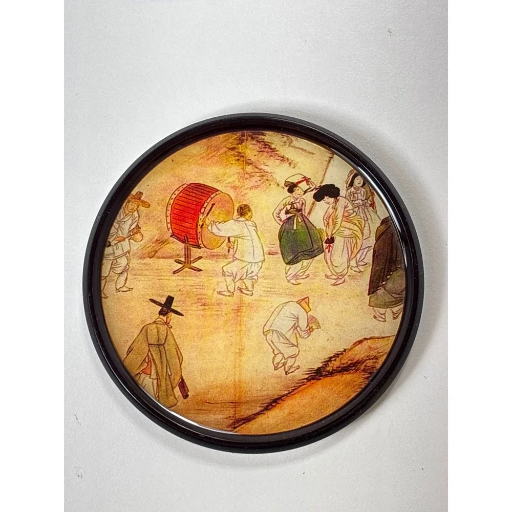 Vintage Formic Collection Korean Coasters Set 4 Shin Yoon Bok Art Cork Back Box